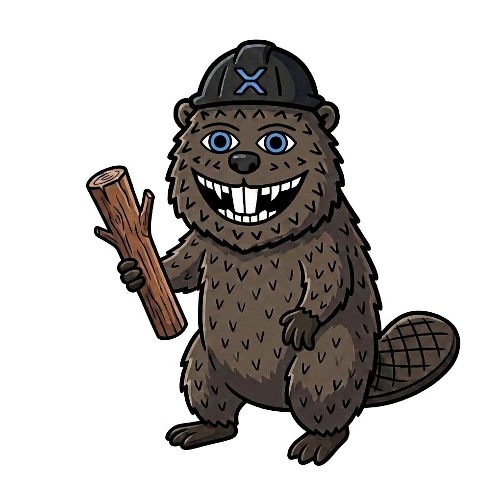 $BUSY Beaver mascot wearing an XRP hardhat