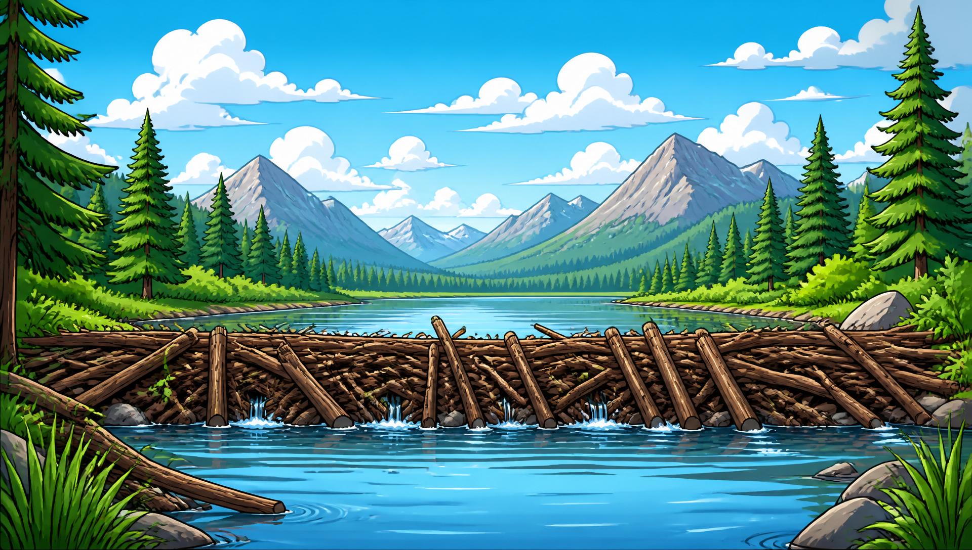 Beaver dam river landscape